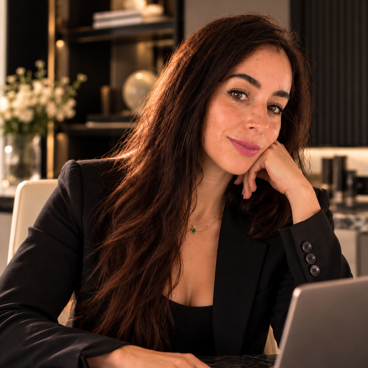 Gabi Morales, creator of Sexy & Rich, at her desk